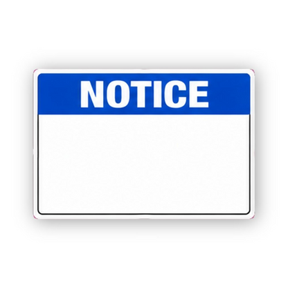 Blue Notice Blank White Center Panel Vinyl Decal Stickers