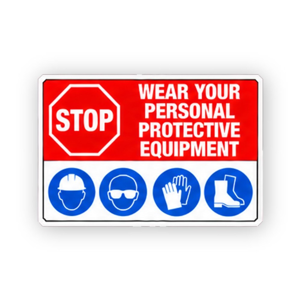 Red Stop Four Blue Gear Icons Panel Vinyl Decal Stickers