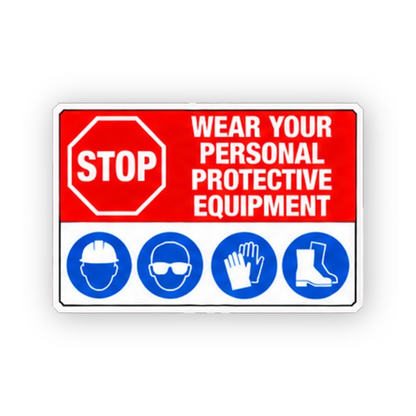 Red Stop Four Blue Gear Icons Panel Vinyl Decal Stickers