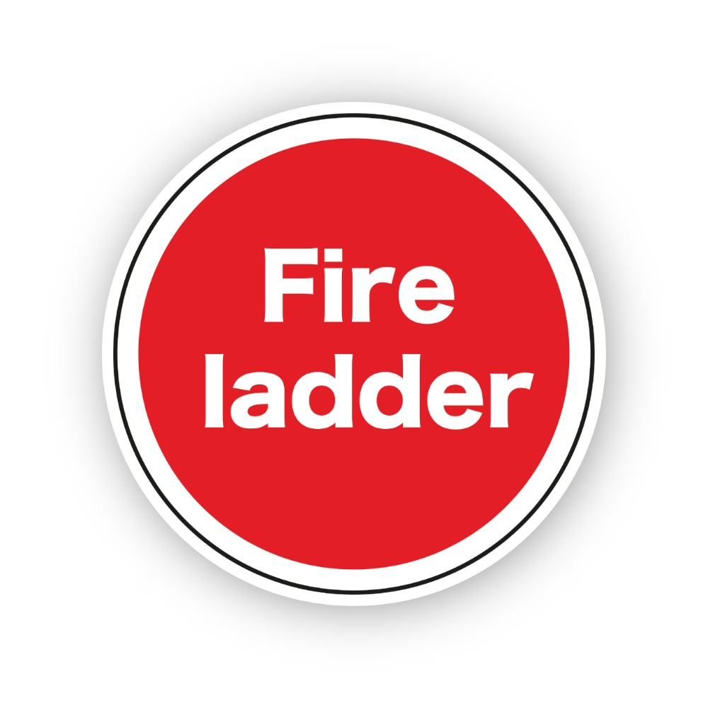 White Fire Ladder Text Red Circle Vinyl Decal Stickers
