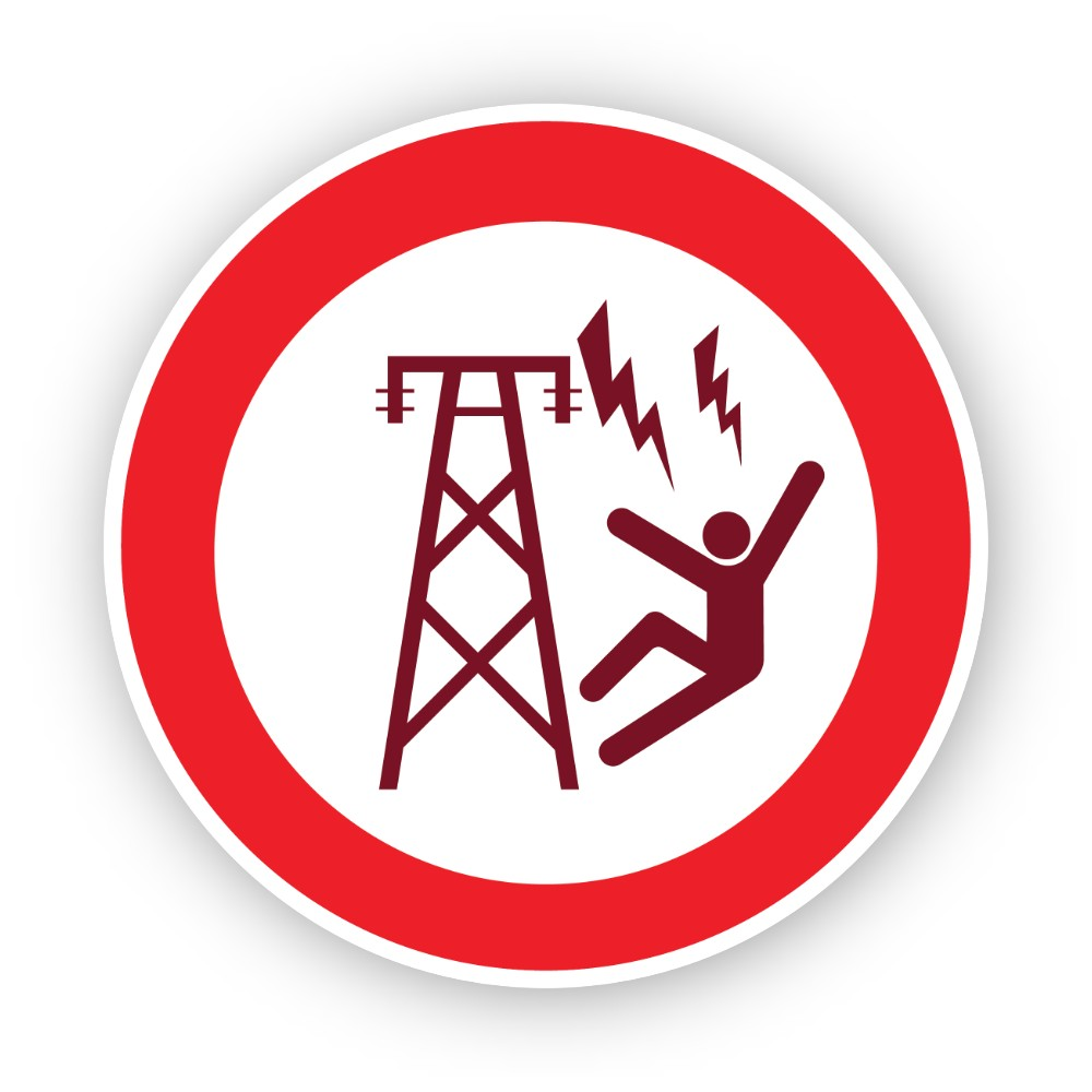 Red Power Tower Falling Figure Circle Vinyl Decal Stickers