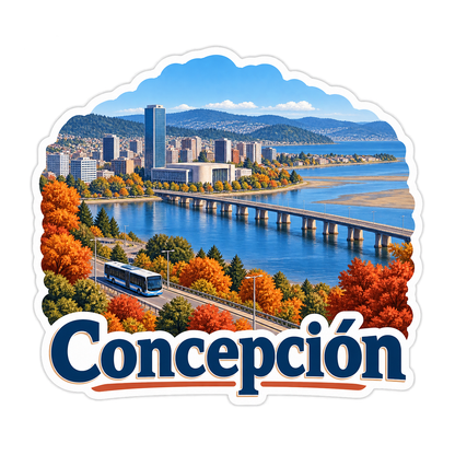 Concepcion River Bridge Autumn Scene Vinyl Decal Stickers
