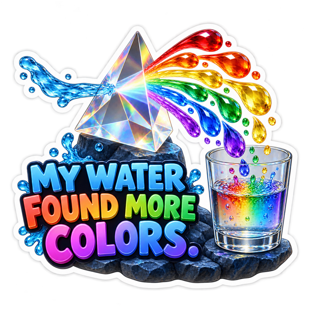 Prism Pouring Rainbow Water into Glass Vinyl Decal Stickers