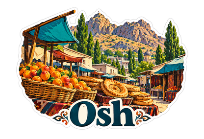 Osh Fruit Bazaar below Rocky Mountains Vinyl Decal Stickers