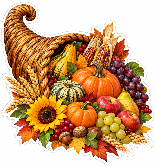 Harvest Cornucopia Fruit Pumpkins Art Vinyl Decal Stickers
