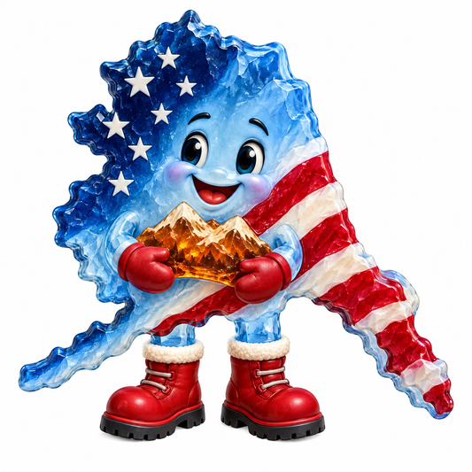 Patriotic Alaska Mascot Holding Gold Mountain Vinyl Decal Stickers