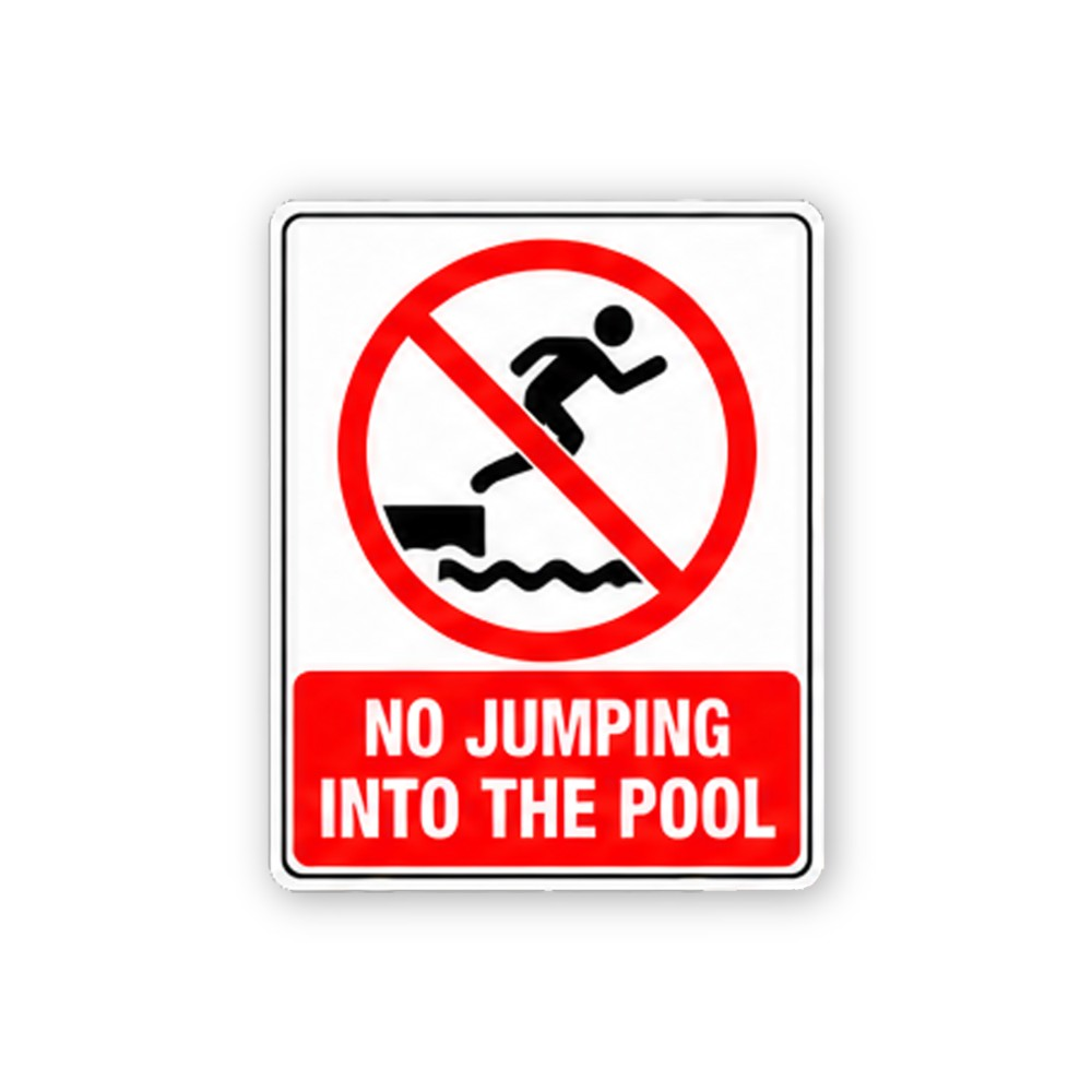 Red No Pool Jumping Figure Portrait Vinyl Decal Stickers