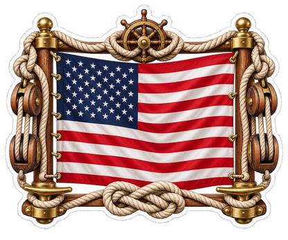American Flag Nautical Rope Frame Art Vinyl Decal Stickers