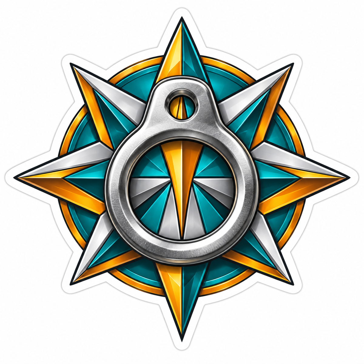 Silver Tent Ring over Teal Golden Star Art Vinyl Decal Stickers