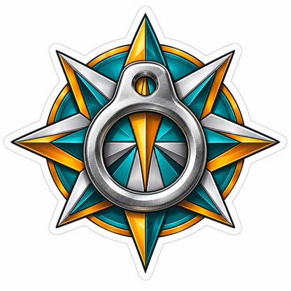 Silver Tent Ring over Teal Golden Star Art Vinyl Decal Stickers