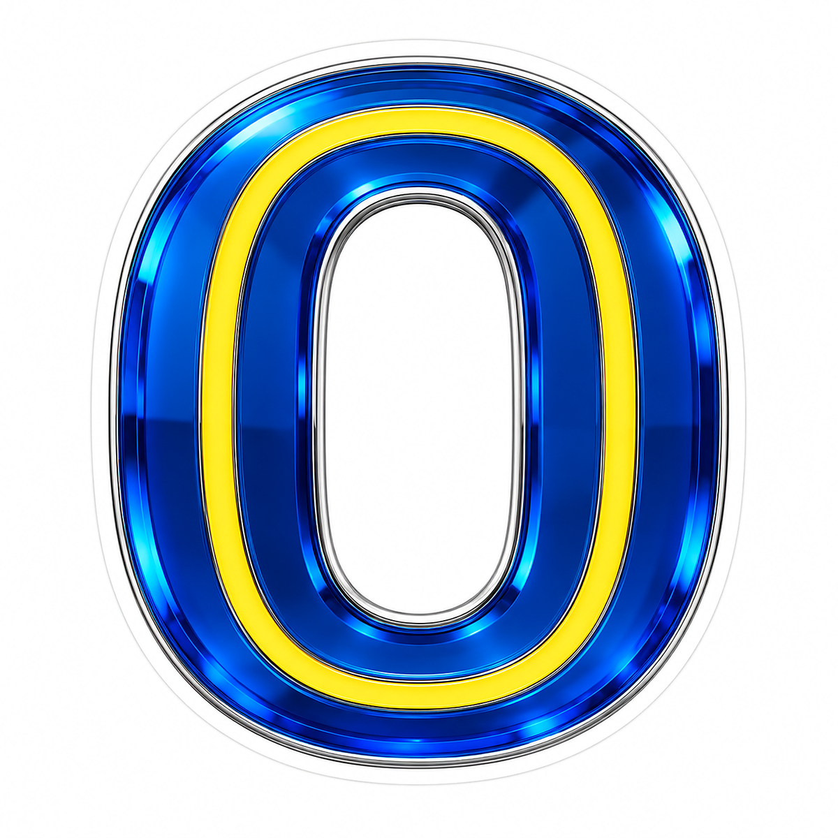 Sapphire Blue Letter O with Yellow Inlay Vinyl Decal Stickers