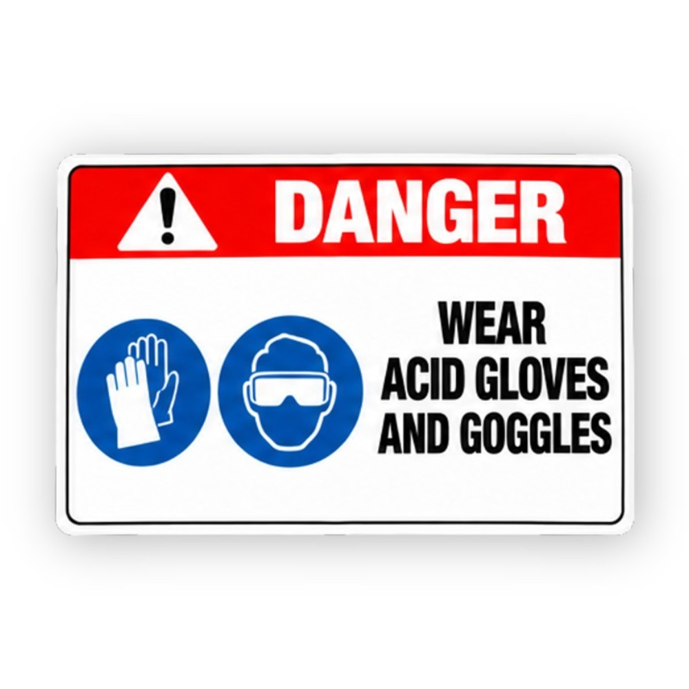 Red Danger Acid Gloves Goggles Pair Panel Vinyl Decal Stickers
