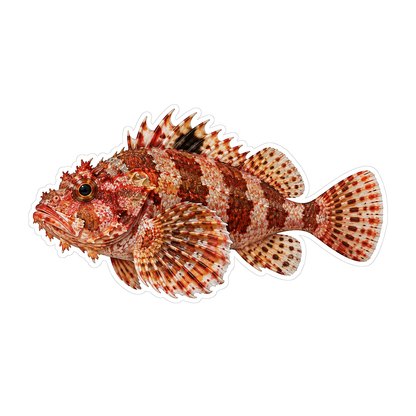 Red Brown Patchwork Fish with Wide Pectoral Fin Vinyl Decal Stickers