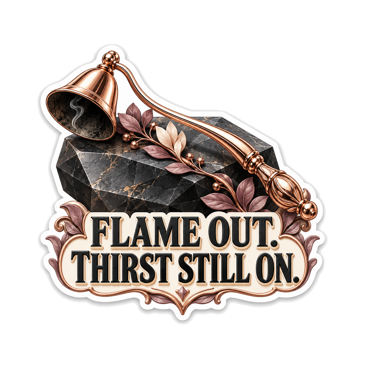 Copper Candle Snuffer with Flame Out Quote Vinyl Decal Stickers