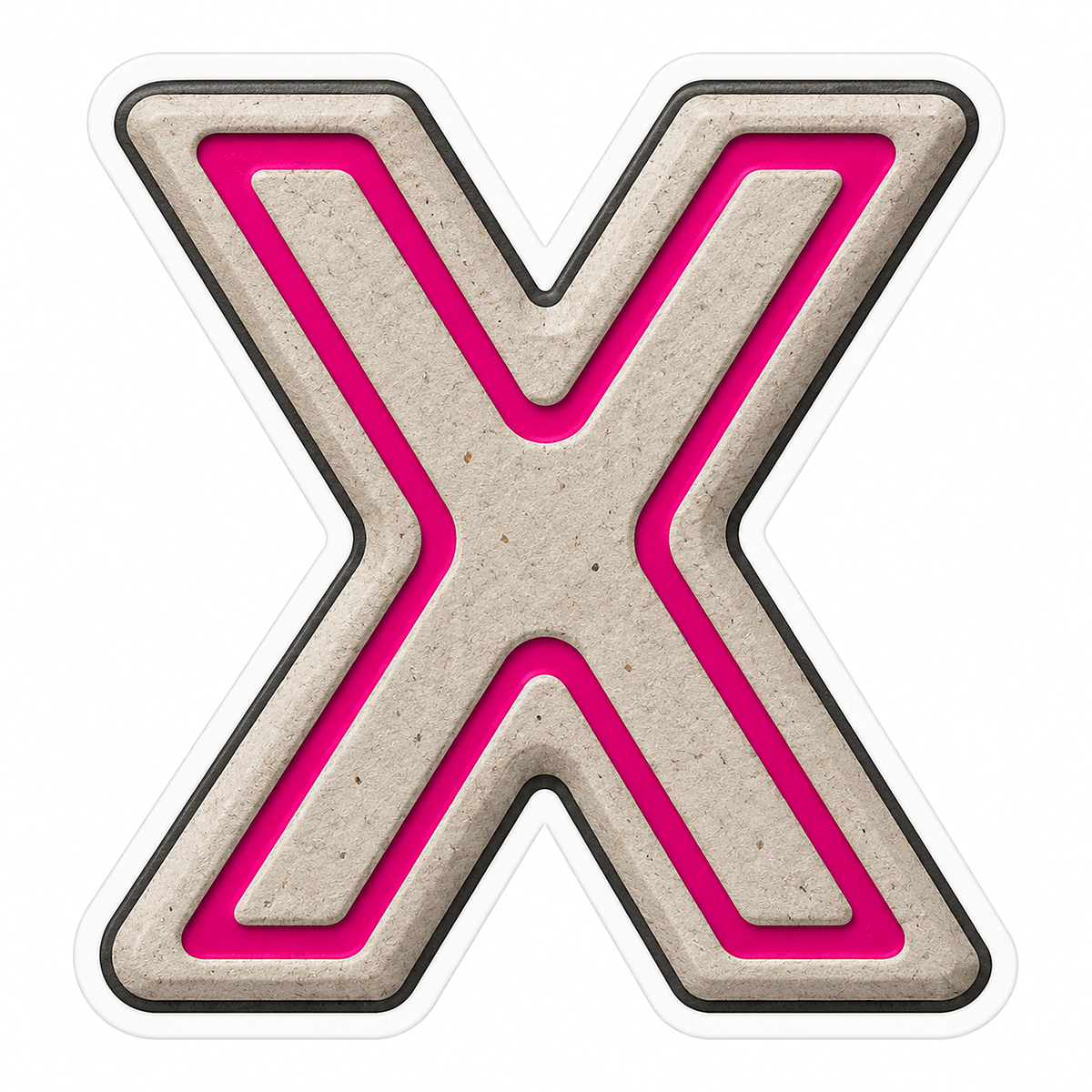 Warm Gray Magenta Stripe Letter X Vinyl Decal Stickers