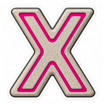 Warm Gray Magenta Stripe Letter X Vinyl Decal Stickers