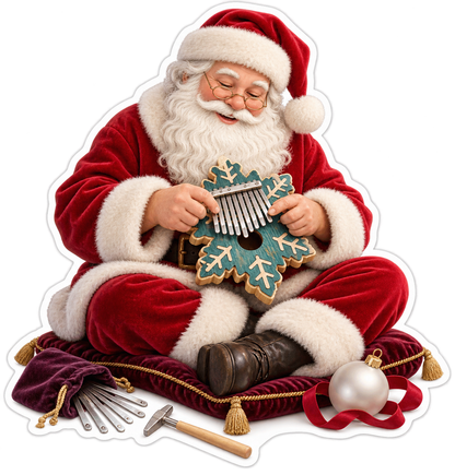 Santa Playing Snowflake Thumb Piano Art Vinyl Decal Stickers