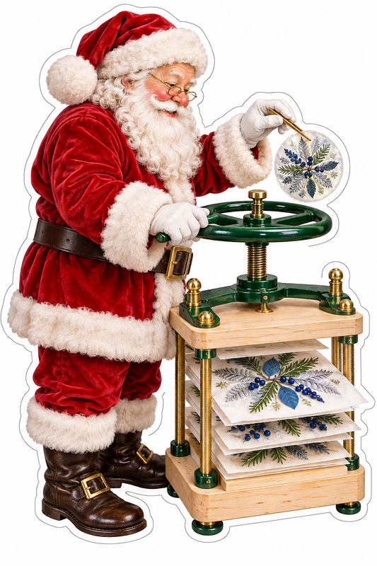 Santa Pressing Blue Floral Paper Sheets Vinyl Decal Stickers