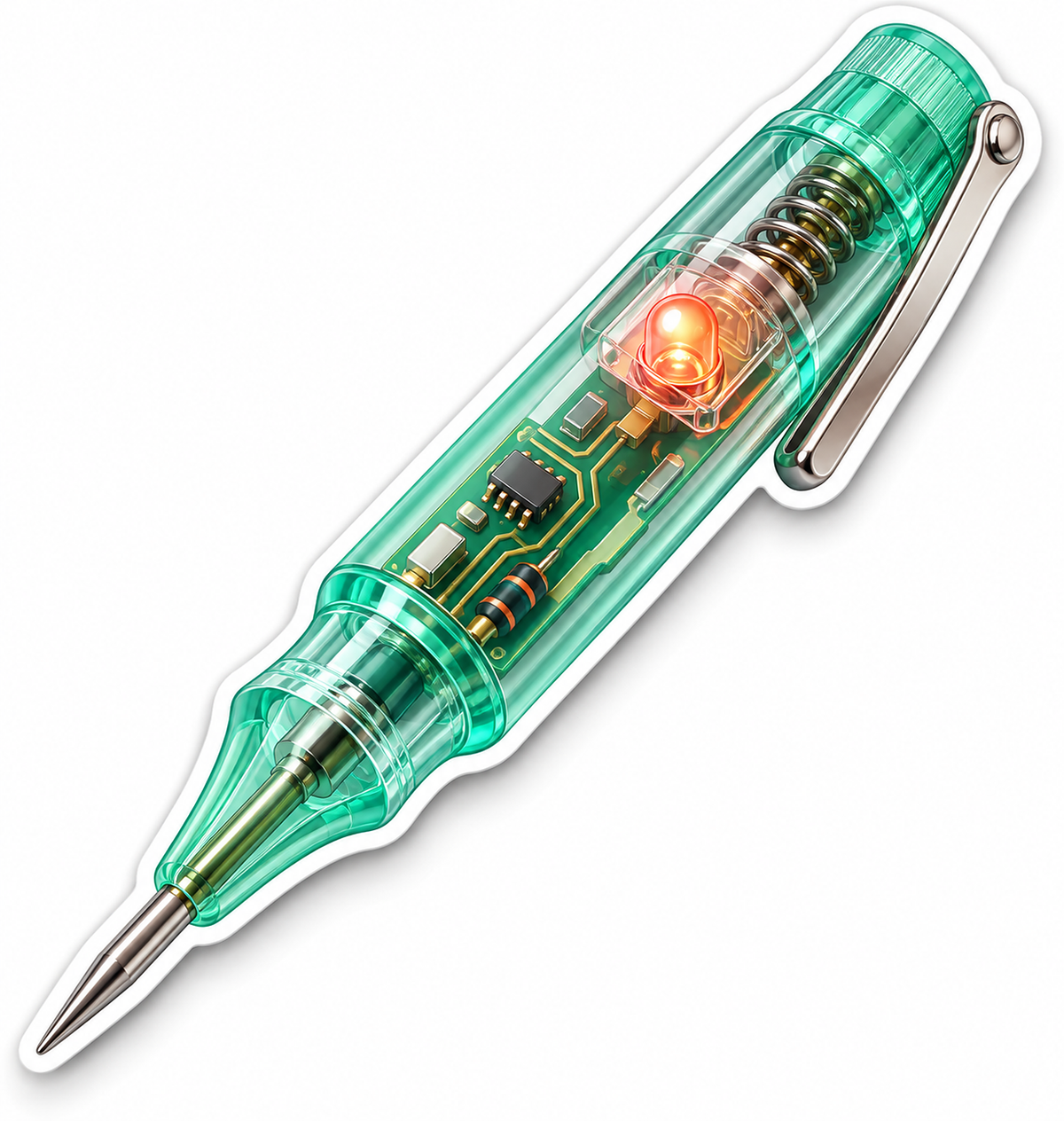 Mint Clear Probe Pen with Orange Glow Vinyl Decal Stickers
