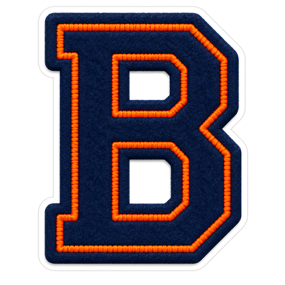 Navy Felt Orange Stitch Letter B Vinyl Decal Stickers