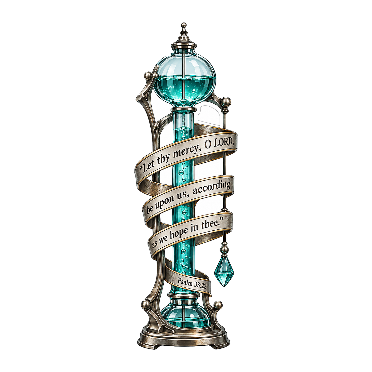 Tall Teal Glass Tower with Scripture Quote Vinyl Decal Stickers
