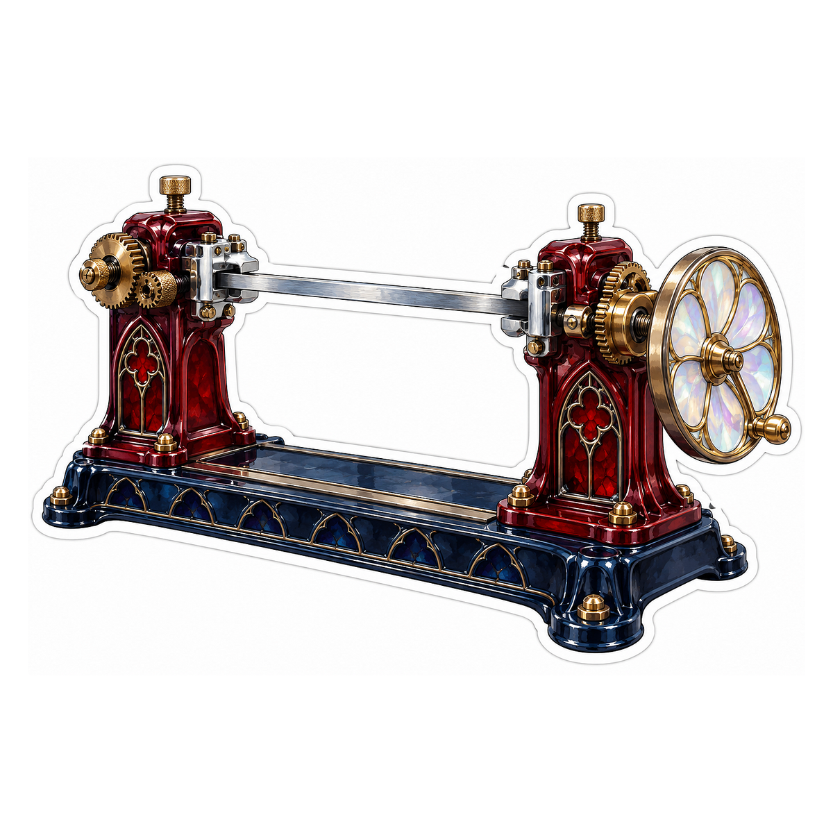 Burgundy Gold Metal Stretching Machine Art Vinyl Decal Stickers