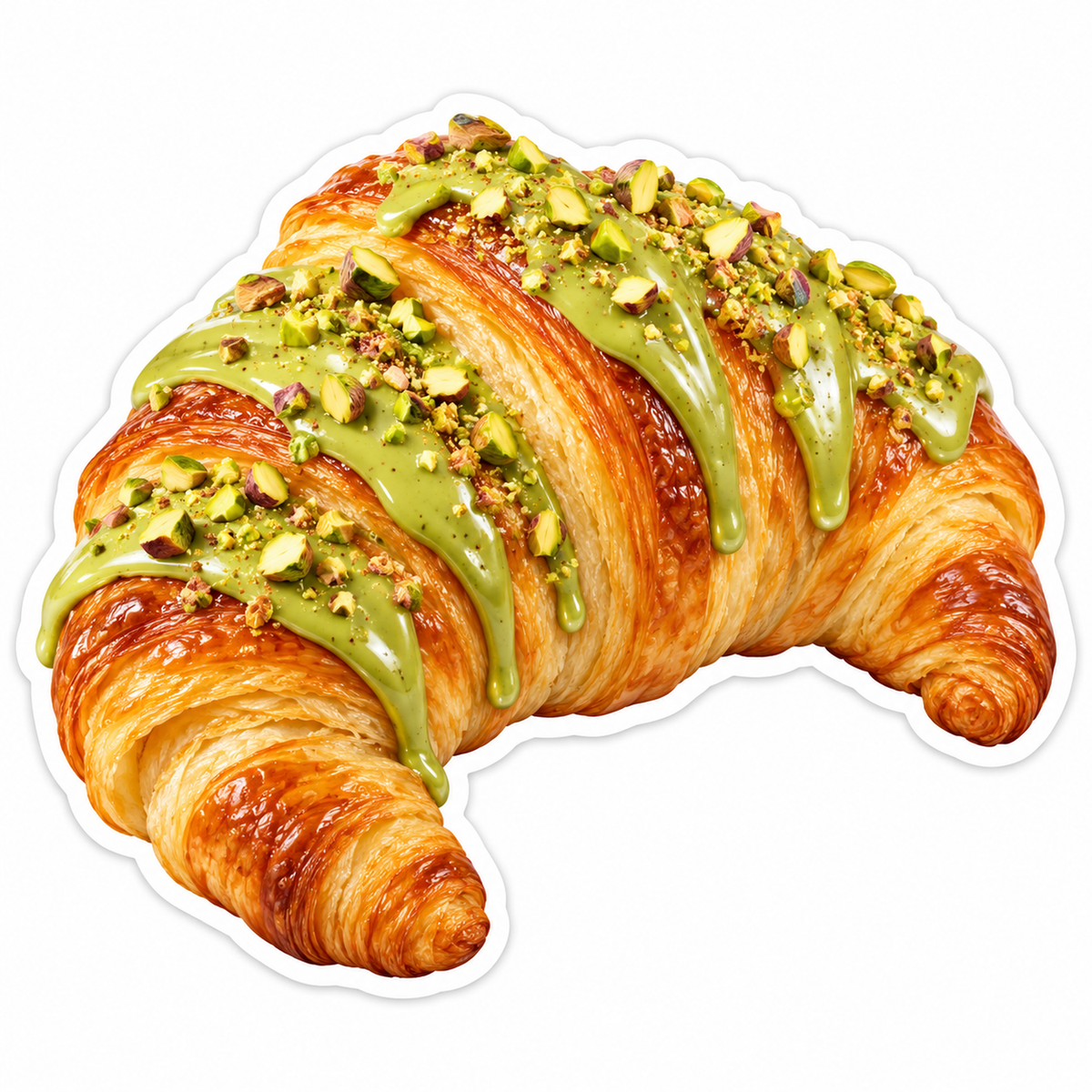Croissant With Green Pistachio Drizzle Art Vinyl Decal Stickers
