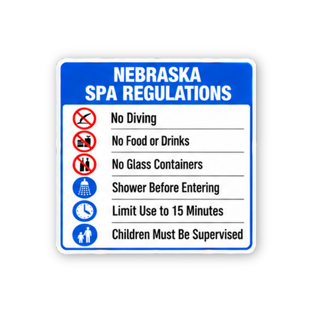 Blue Nebraska Spa Regulations Six Icons Portrait Vinyl Decal Stickers