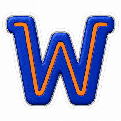 Blue Orange Line Letter W Art Vinyl Decal Stickers