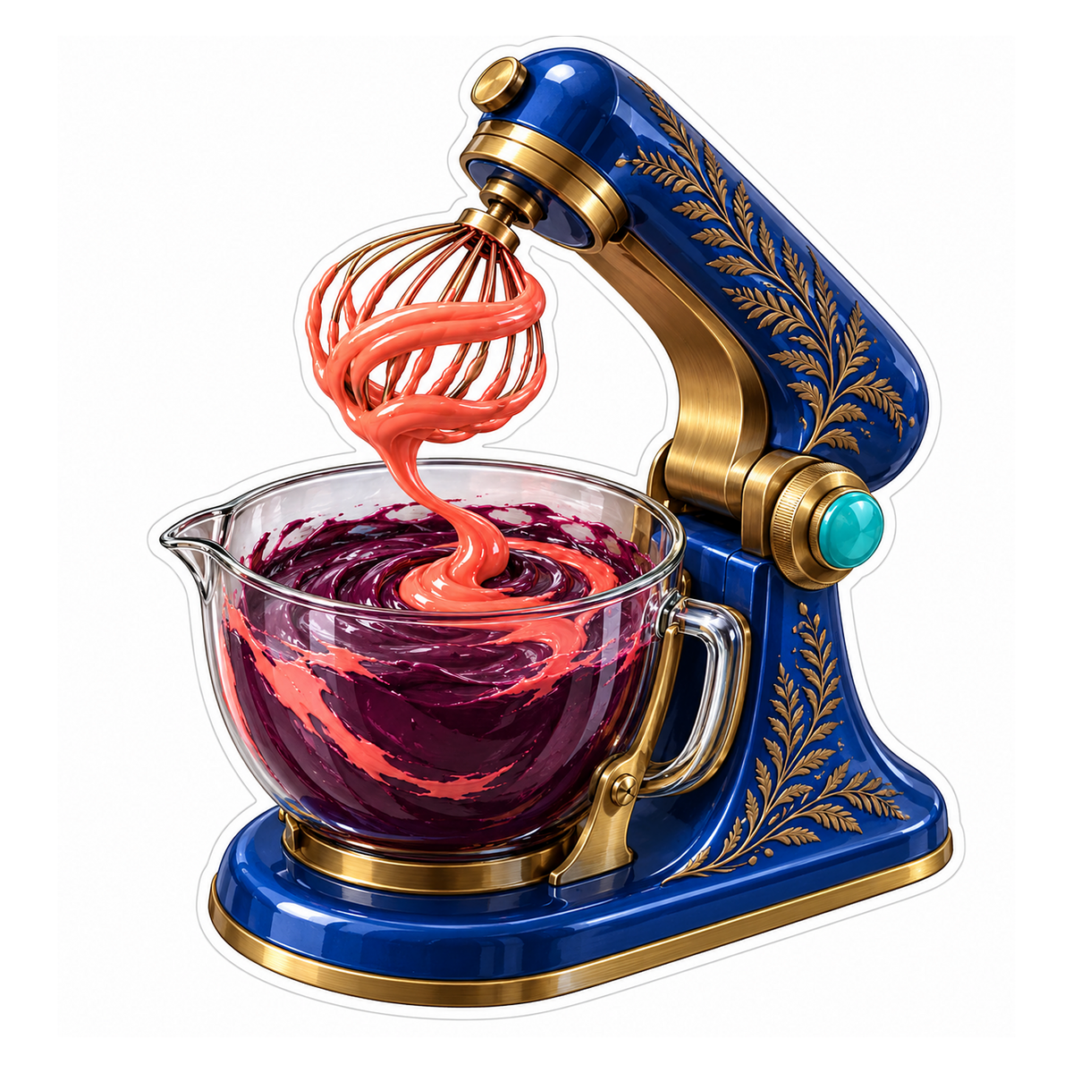 Cobalt Stand Mixer Berry Coral Batter Art Vinyl Decal Stickers