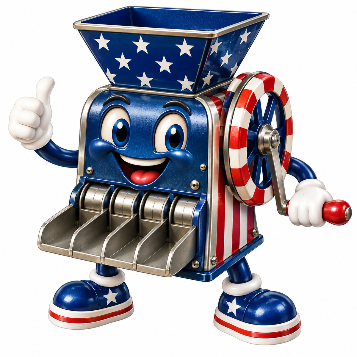 Patriotic Coin Rolling Mascot Art Vinyl Decal Stickers