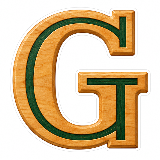 Honey Wood Green Inlay Letter G Art Vinyl Decal Stickers