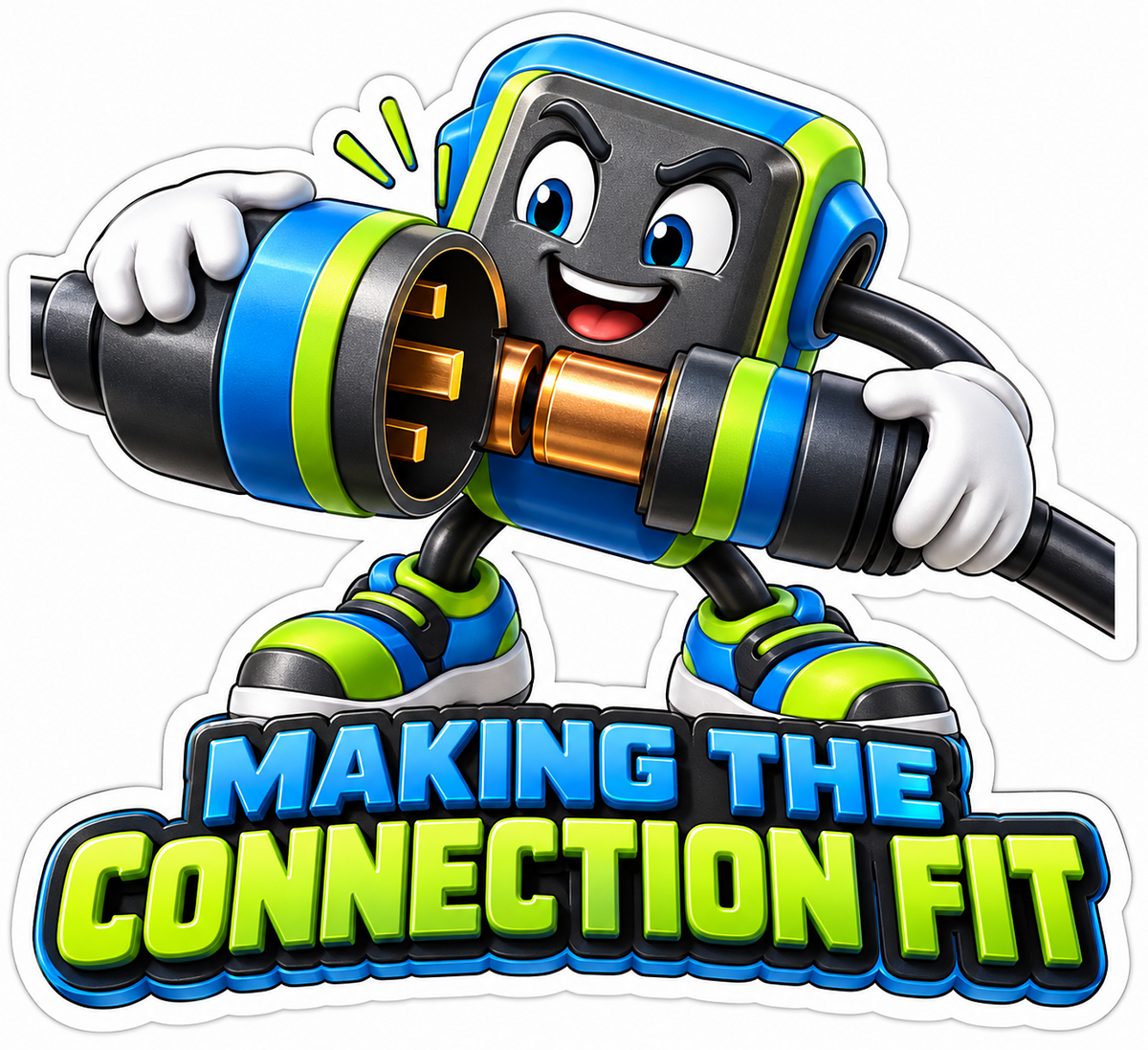 Blue Green Connector Character Joining Cables Vinyl Decal Stickers