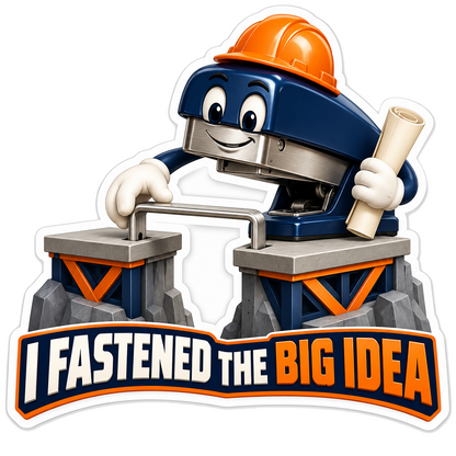 Stapler Builder with Orange Hard Hat Art Vinyl Decal Stickers