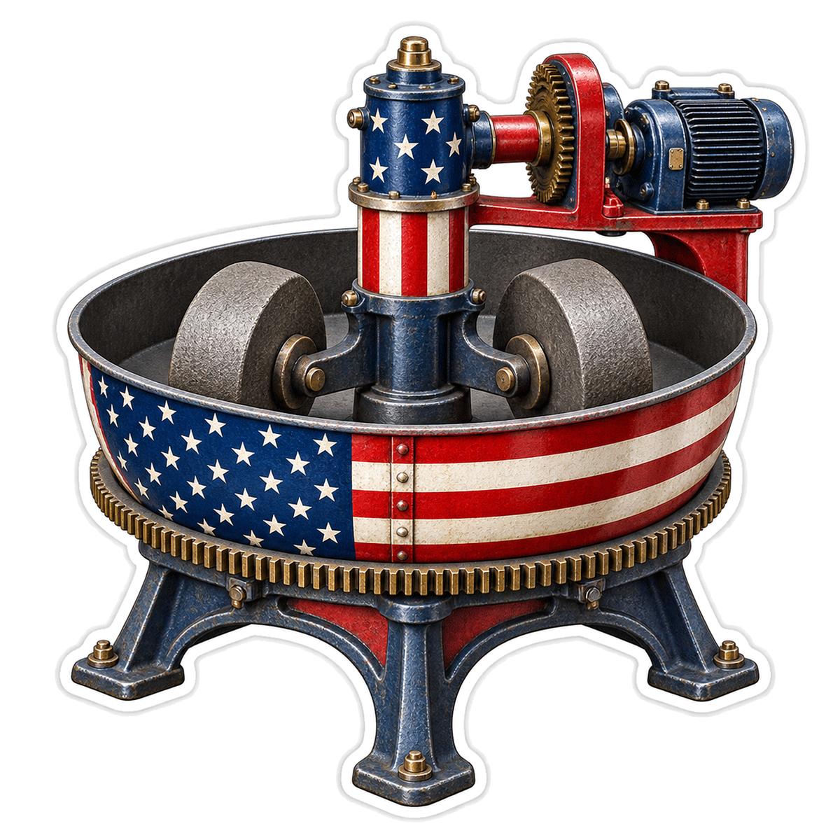 USA Flag Round Foundry Sand Mixer Vinyl Decal Stickers