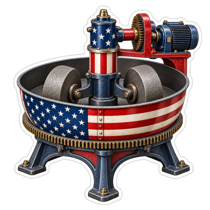 USA Flag Round Foundry Sand Mixer Vinyl Decal Stickers