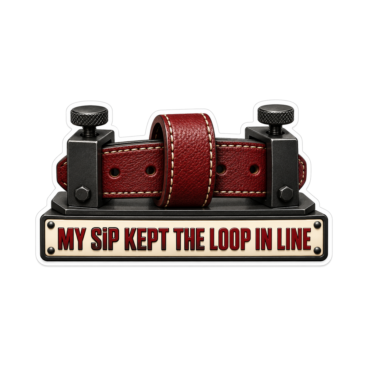 Brown Leather Belt Loop in Black Clamps Art Vinyl Decal Stickers