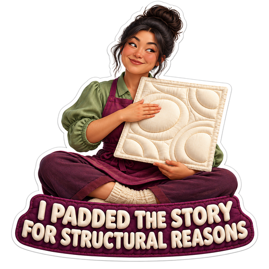 Seated Woman Holding a Cream Quilted Panel Vinyl Decal Stickers