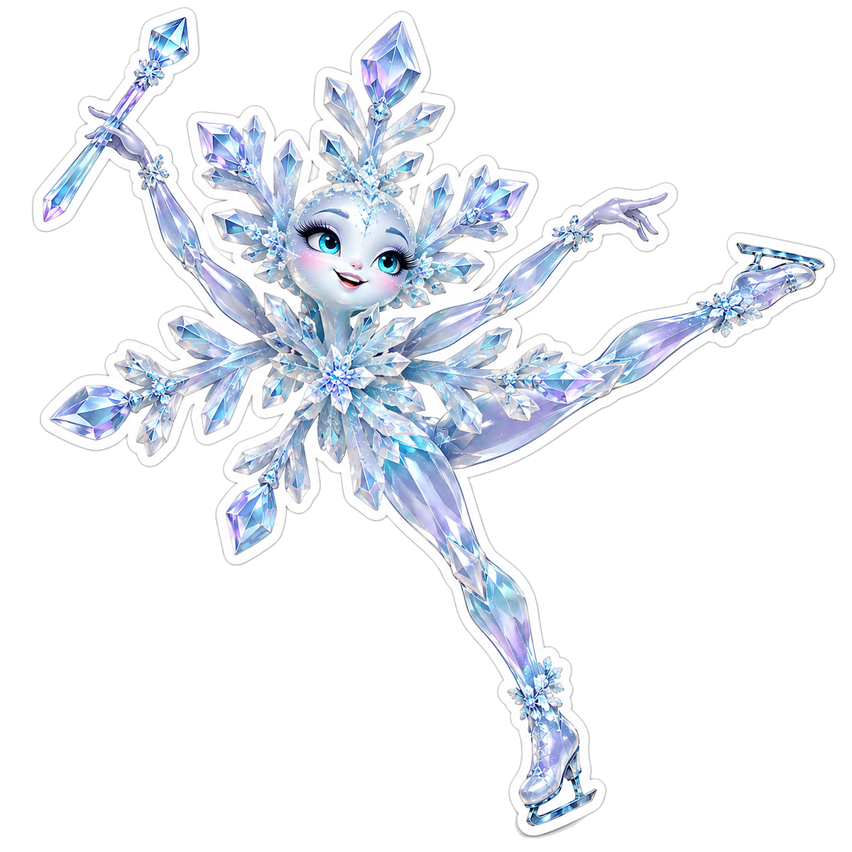 Crystal Snowflake Dancer with Wand and Skates Vinyl Decal Stickers
