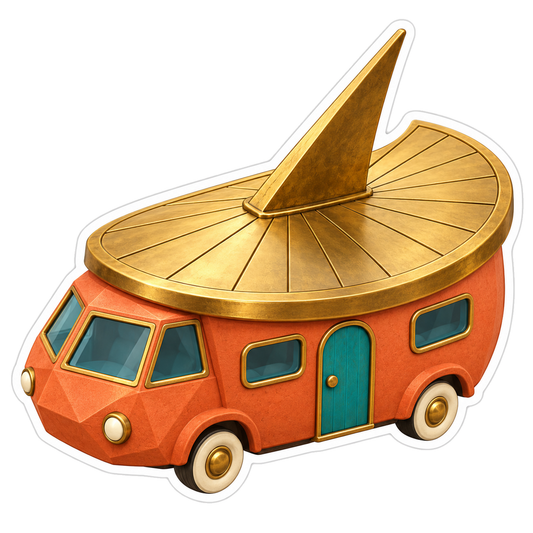 Orange Camper Giant Gold Sundial Art Vinyl Decal Stickers