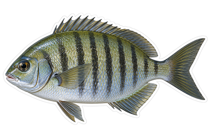 Silver Olive Fish Dark Vertical Bars Art Vinyl Decal Stickers