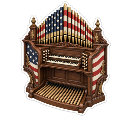 USA Flag Wooden Pipe Organ Art Vinyl Decal Stickers