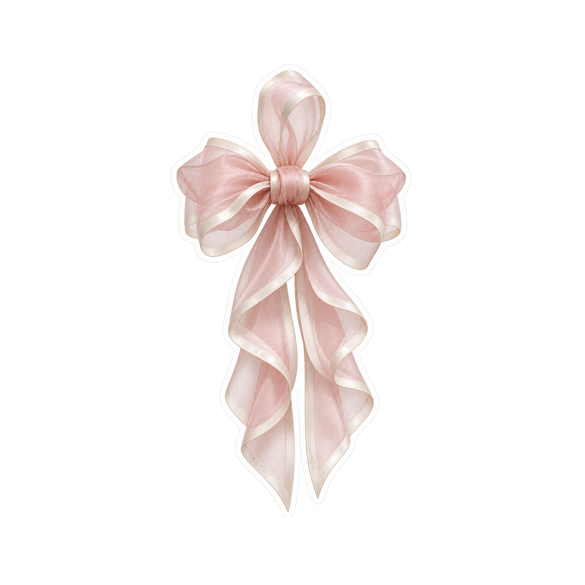 Blush Pink Cascading Ribbon Bow Art Vinyl Decal Stickers