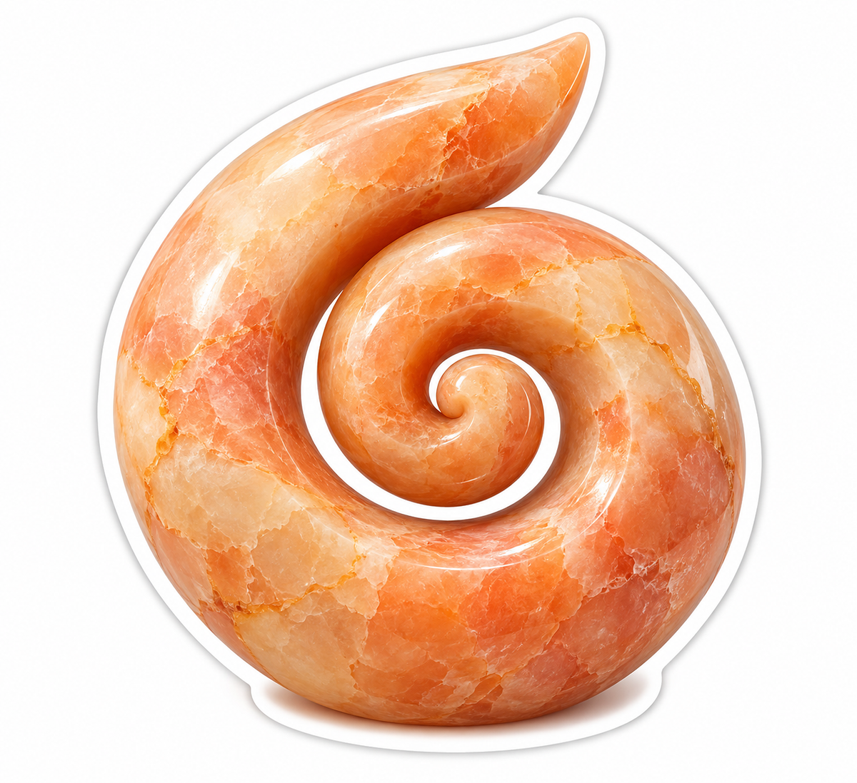 Peach Stone Spiral Sculpture with Pointed Tip Vinyl Decal Stickers