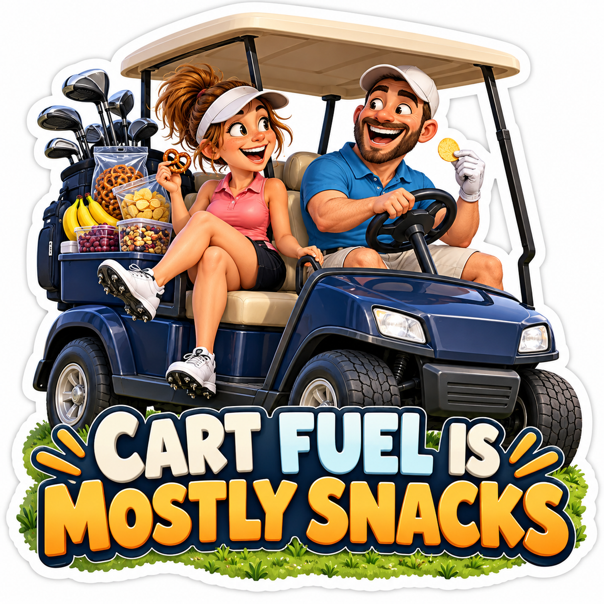 Golf Cart Mostly Snacks Funny Quote Art Vinyl Decal Stickers