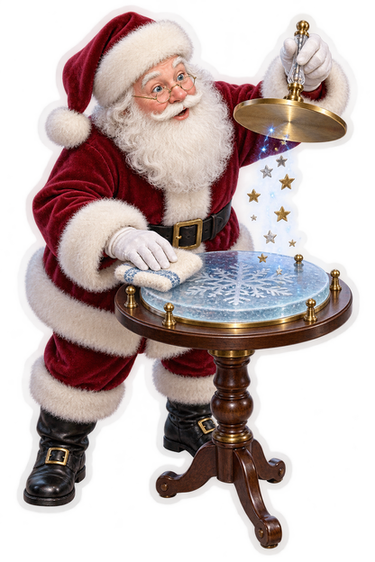 Santa Lifting Golden Snowflake Disc Art Vinyl Decal Stickers