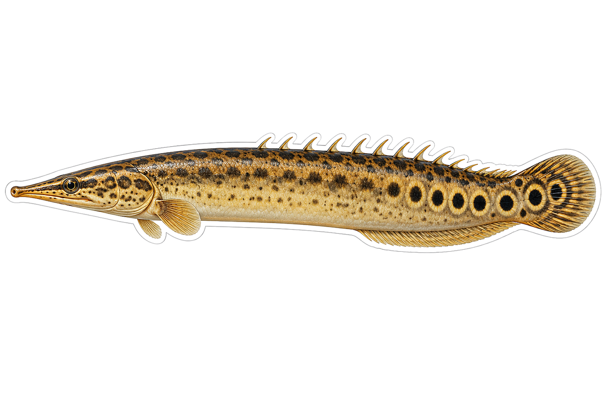 Gold Spotted Spiny Eel Fish Art Vinyl Decal Stickers