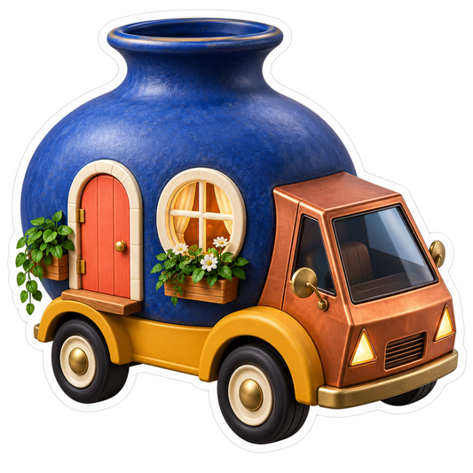 Blue Ceramic Vase Camper Art Vinyl Decal Stickers