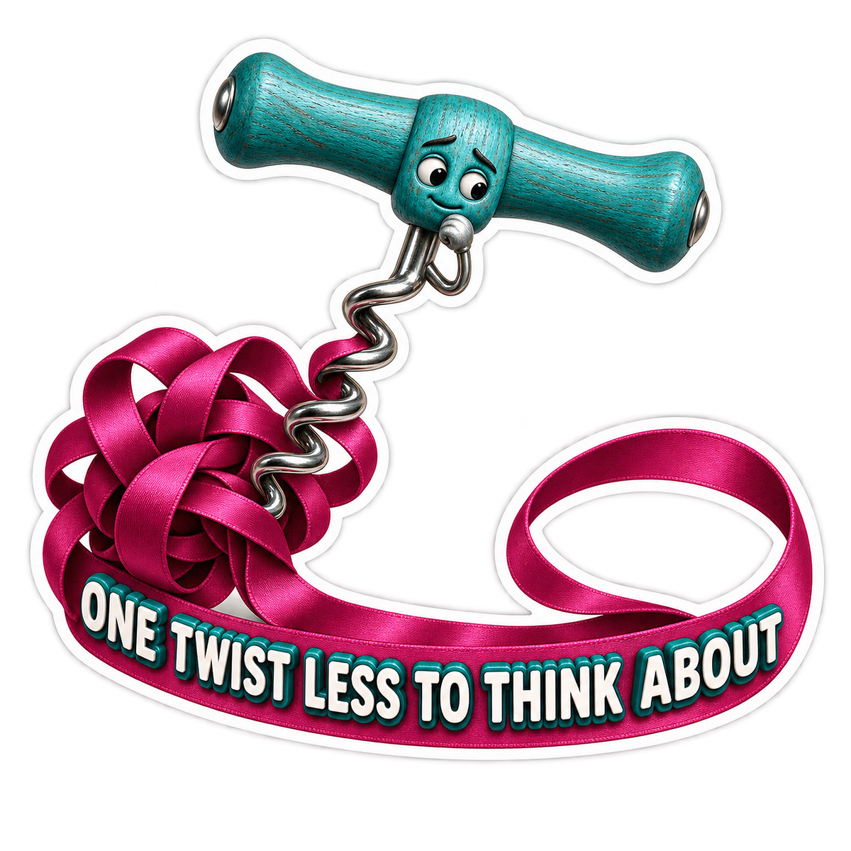Teal Corkscrew and Pink Ribbon Art Vinyl Decal Stickers