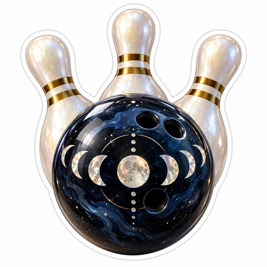 Moon Phase Bowling Ball with Pearl Pins Vinyl Decal Stickers
